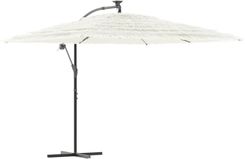 Zakito Parasol Ogrodowy Z Korbką Poliester Stal Słomka Biały 290X290X238cm Średnica Słupka 48mm Podstawa Krzyżowa 100X100cm Z4005085