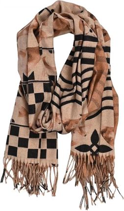 Ciepły szal szalik wzór mozaika błyszcząca nitka miękki gładki 180x70 cm