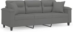 Zakito Sofa 3 Osobowa Z Ozdobnymi Poduszkami Mikrofibra 210X77X80Cm Ciemnoszary (Z3200979)