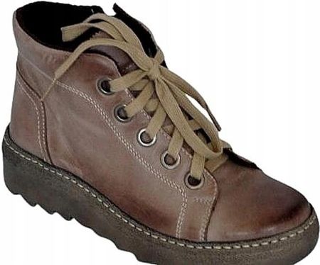 BUTY DAMSKIE TRZEWIKI SKÓRA NATURALNA LICOWA BRĄZOWE 1175 37 ARS