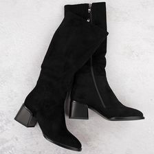 Zdjęcie Kozaki damskie zamszowe na klocku czarne Filippo DKZ6603 - Ciechocinek