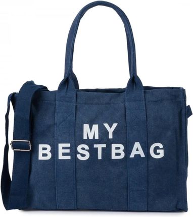 Duża torba shopperka jednokolorowa z napisem "My Bestbag"