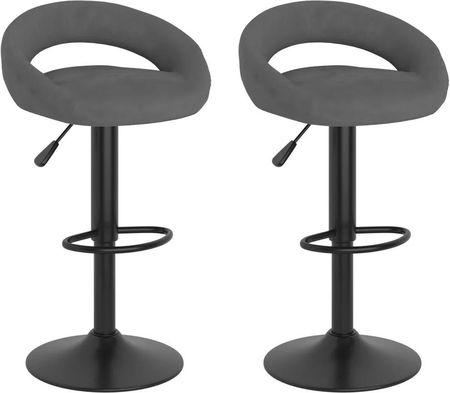 Zakito Stołki Barowe Z Aksamitu I Stali Ciemnoszare Regulowana Wysokość 45X43X75 97Cm Komplet 2Szt. (Z333270)