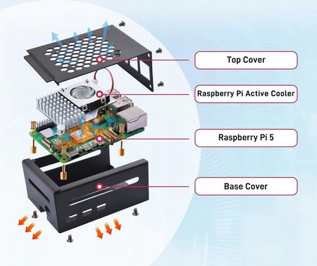 GeeekPi Raspberry Pi 5 8GB zestaw startowy z N04 M.2 NVMe SSD PCIe 64GB - zdjęcie 4