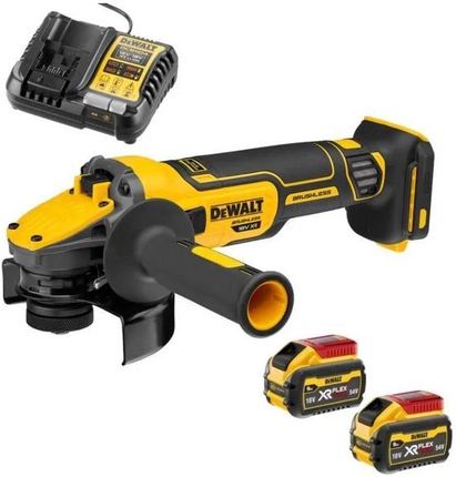 Akumulatorowa szlifierka kątowa DeWALT DCG409N + zestaw zasilający DCB1104X2, 125 mm 9000 obr./min. hamulec