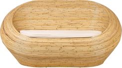 Beliani Sofa Ogrodowa Naturalna Rattanowa Z Beżową Poduszką 2-Osobowa Kanapa Plecionką Taras Salon 518004