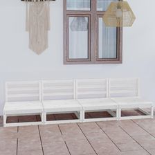 Dkd Home Decor Sofa Zewnętrzna 4-Osobowa Biała Z Litego Drewna Sosnowego 4593075340