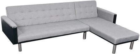 vidaXL Sofa rozkładana w kształcie L obita tkaniną czarno szara (244334)