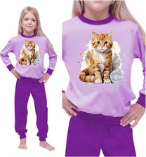 Pi�ama Dziewcz�ca Gruba Bawe�na 100% Polskie Pi�amy Jesienna Zimowa Kot 134