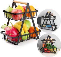 Zdjęcie Kosz na owoce PULOS 2 poziomy czarny - Więcbork