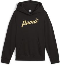 Zdjęcie Puma Młodzieżowa Bluza Z Kapturem Ess+ Script Black Gold Foil Czarne - Przecław