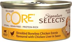 Wellness Core Signature Selects Shredded Chicken Karma Mokra Dla Dorosłych Kotów W Sosie Kurczak Z Wątróbką 79G