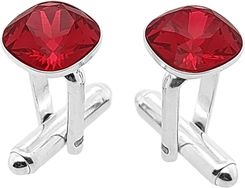 Swarovski Czerwone Spinki W Oprawie (S1526) Srebro [925] Srebrne Do Koszuli Z Kamieniami Swarovskiego