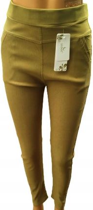 Spodnie Damskie GUMKOWE Elastyczne Modne Wysoki Stan ZIELEŃ 3/4XL