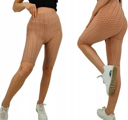 SPODENKI PUSH UP karbowane Kolarki legginsy MIEGO rozmiar L/XL BEŻOWE