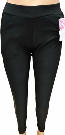 Legginsy DASIRE z lampasami czarne wyszczuplające z kieszeniami r. M