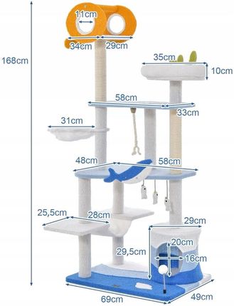 Costway Wielopoziomowy Drapak Dla Kota Legowisko 168Cm - zdjęcie 4