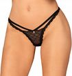 Obsessive - Seksowne Czarne Stringi Z Ozdobnym Paseczkiem Chemeris XS/S