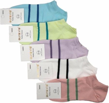 Damskie bawełniane stopki z paskami, modny akcent do casualowych stylizacji, 35-38