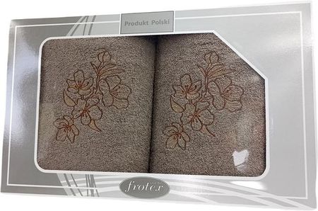Greno Komplet Ręczników 2Szt. 50x90+70x140 Frotex Gift 2 Hibiskusy Brązowy