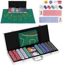 Zdjęcie ModernHome Zestaw do pokera blackjacka 500 żetonów 2 talie kart kości mata do gry zamykana walizka 3707 - Dobczyce