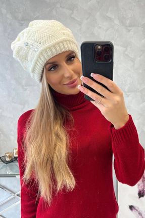 Czapka damska Larisa K395 ecru - zdjęcie 2