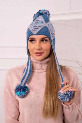 Czapka damska uszatka Eunika K322 jeansowa