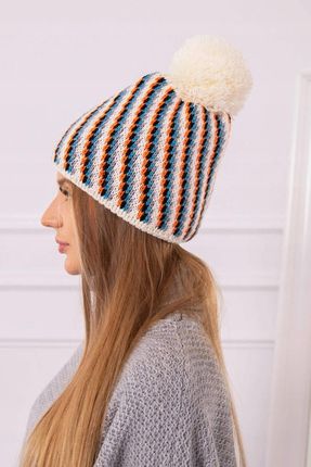Czapka damska z pomponem Hanna K328 ecru - zdjęcie 2