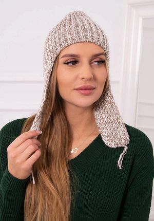 Czapka damska uszatka Jana K314 beżowa