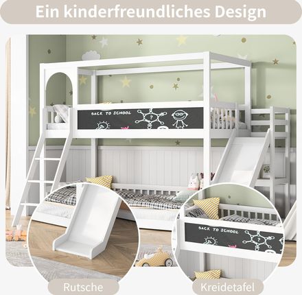 Fortuna Lai Gmbh Łóżko Piętrowe 90X200Cm Ze Schodkami I Zjeżdżalnią Dziecięce Z Zabezpieczeniem Przed Wypadnięciem Stelażem Listew Podwój - zdjęcie 2