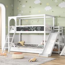 Fortuna Lai Gmbh Łóżko Piętrowe 90X200Cm Ze Schodkami I Zjeżdżalnią Dziecięce Z Zabezpieczeniem Przed Wypadnięciem Stelażem Listew Podwój