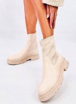 Botki z elastyczną cholewką DEMUS BEIGE 41