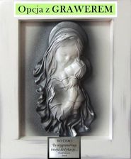 Art Deco Prezent Na Chrzest Pamiątka Chrztu Srebrzony Obrazek Z Matką Bożą+ Grawer S1-12