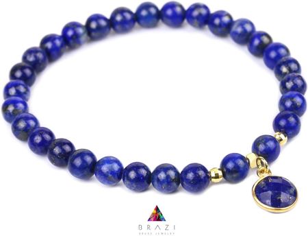 Brazi Druse Jewelry Bransoletka Lapis Lazuli Zawieszka złocona