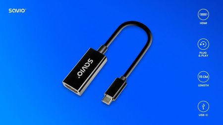 Savio Adapter USB-C (M) - HDMI (F), 4K, 30Hz, plastik, AK-79 (SAVAK79) - zdjęcie 2