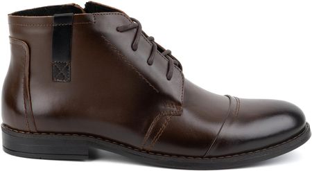 Buty męskie zimowe eleganckie trzewiki 282LU ciemny brąz