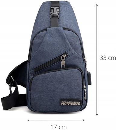 Saszetka torba nerka Sportowa męska z Usb plecak na ramię granatowy - zdjęcie 4