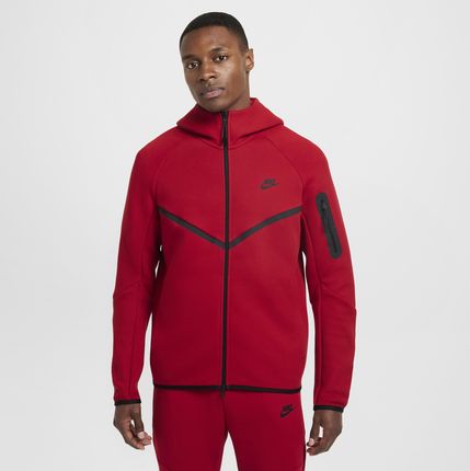 Męska bluza z kapturem i zamkiem na całej długości Windrunner Nike Tech - Czerwony