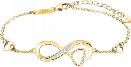 Larezo Bransoletka Złota Nieskończoność Pozłacana 585 Serce Kryształy Srebro 925