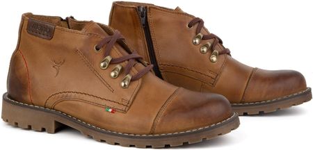 Trzewiki męskie zimowe krótkie skórzane 963MP rude