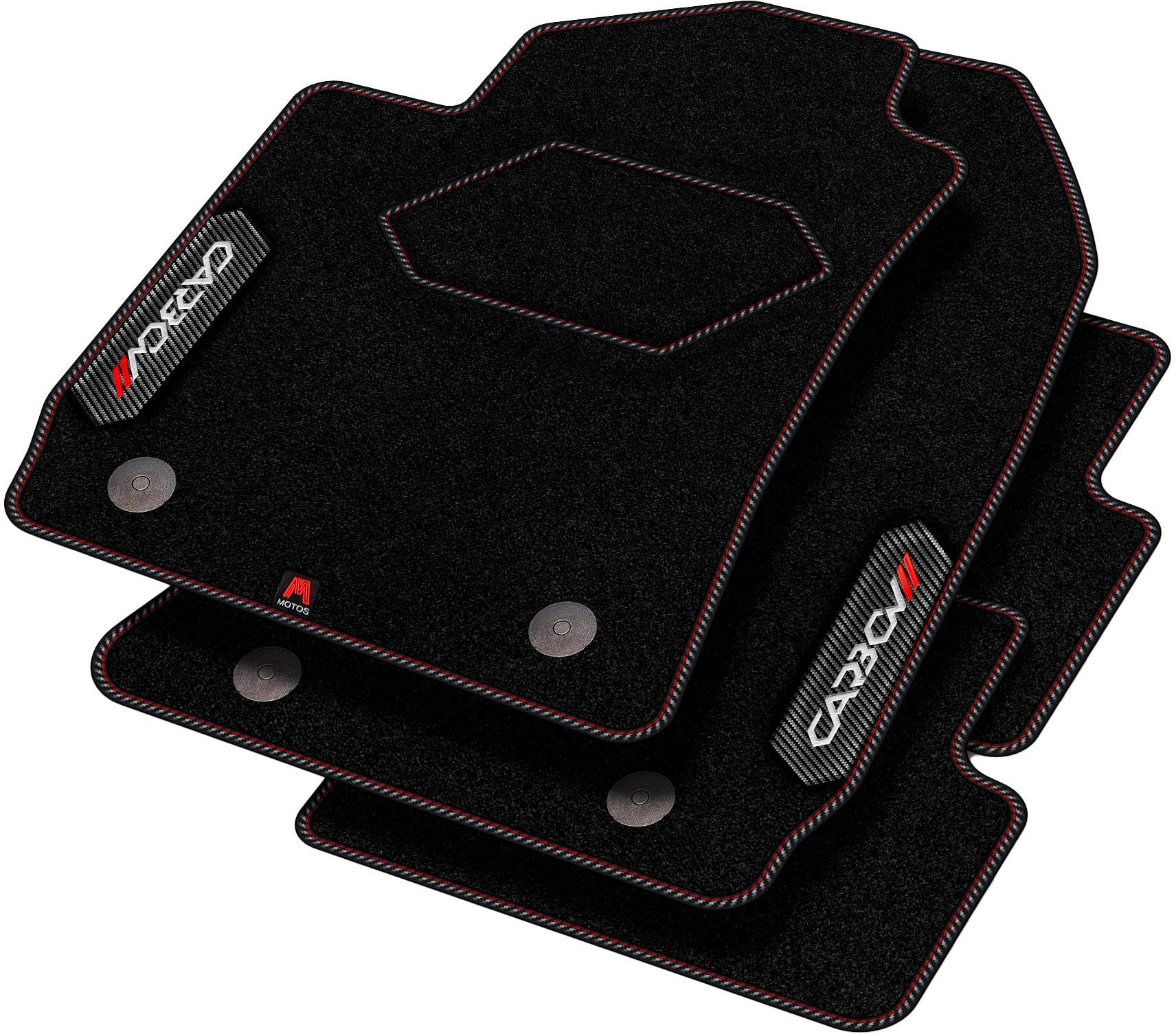 M MOTOS Tappetino per conducente Velours Premium 1 pezzo compatibile con Peugeot Rifter ab 2018 - Standard, Tessuto, Rosso Lato conducente - Provate