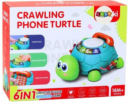 Lean Toys Interaktywny Żółw Edukacyjny Telefon 6W1 Światła Dźwięki Zielony - zdjęcie 2