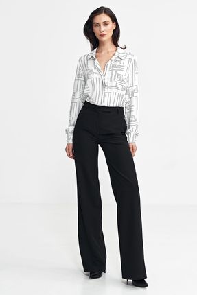 Spodnie bootcut, z krytym guzikiem - czarny - SD101 (kolor czarny, rozmiar 36)