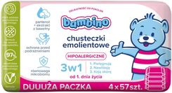 Zdjęcie Bambino Chusteczki Emolientowe 3w1 Hipoalergiczne 4x57szt. - Małomice