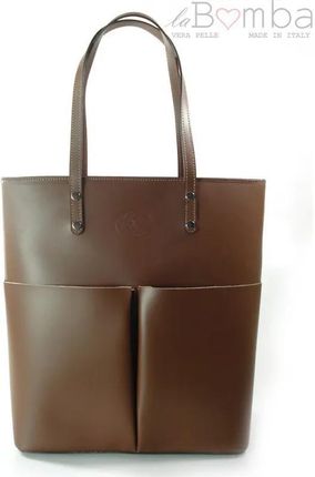 Brązowa - Shopper Bag Włoska Duża Torba Xxl Zarka Bielsko Sb515M