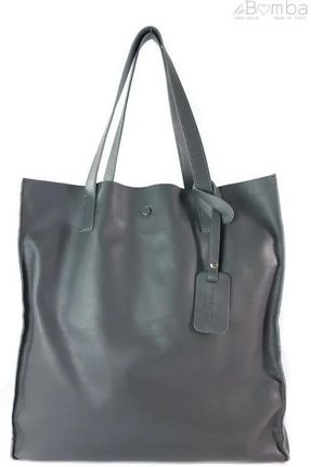 Torebka Worek Shopper Bag Genuine Leather Na Ramię A4 Szara Gl46G