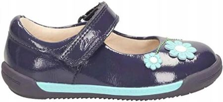 Półbuty dziecięce Clarks Softly Jam granatowe skórzane na rzepy 18,5