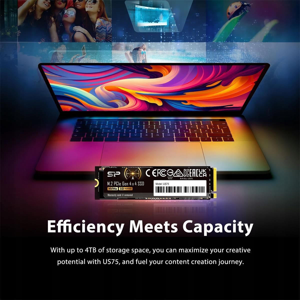 Dysk SSD Silicon Power Us75 1Tb M 2 Pcie Gen4X4 Nvme 1 4