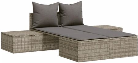 Zakito Home Podwójny Leżak Rattanowy Z Poduszkami Szary 104X162X30cm Zh368391