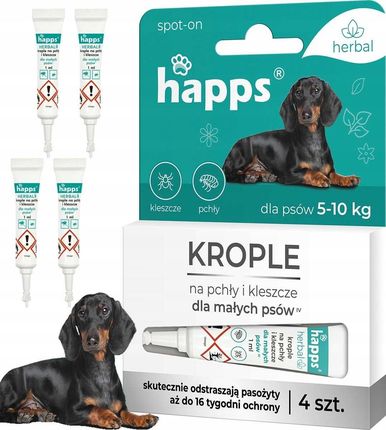 Happs Herbal Krople Na Pchły I Kleszcze Dla Małych Psów Do 10Kg 4Szt. - zdjęcie 5